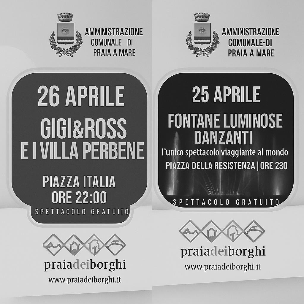 Eventi del 25 e 26 Aprile annullati causa Lutto Nazionale